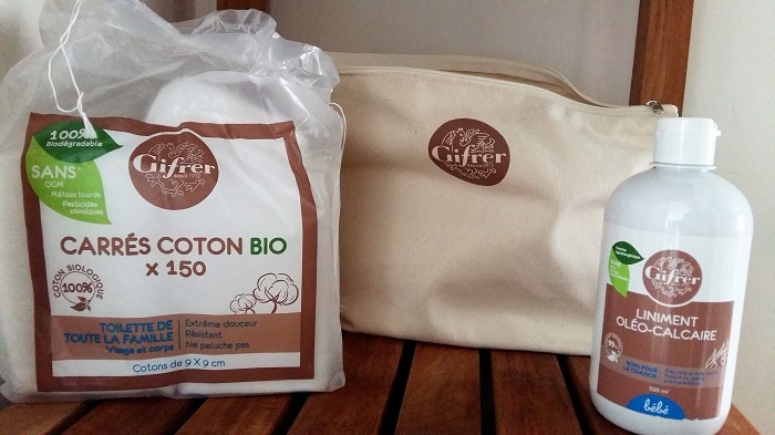 produits gifrer carré coton bio et liniment